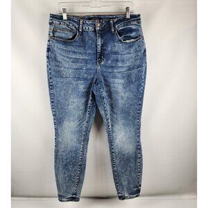 Judy Blue Jeans Womens Plus 16W Blue Skinny Fit Acid Wash Denim (34x27) JB88158